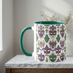 Ornate Mardi Gras Mask Decorative Fleur De Lis Art Mug