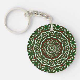 Ornate Maximalist Groovy Christmas Mandala Patter Keychain