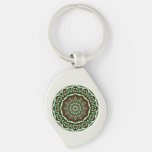 Ornate Maximalist Groovy Christmas Mandala Patter Keychain