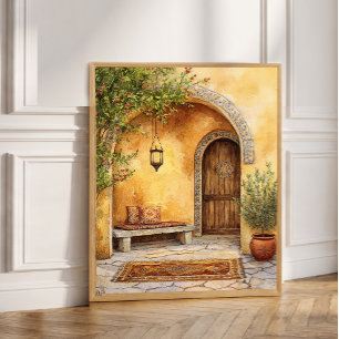 Ornate Mediterranean Archway Tile Courtyard Poster