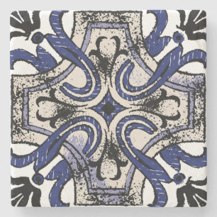 Ornate Mediterranean Tile Motif Stone Coaster