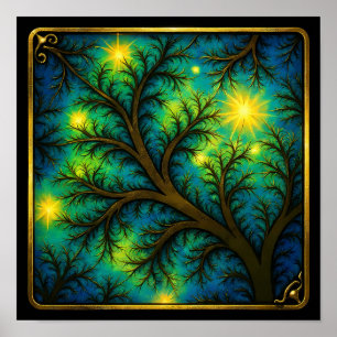 Ornate Metal Overlay Fractal Seamless Wallpaper Poster