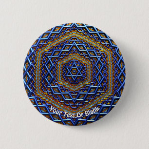 Ornate Metallic Magen David 2 Inch Round Button