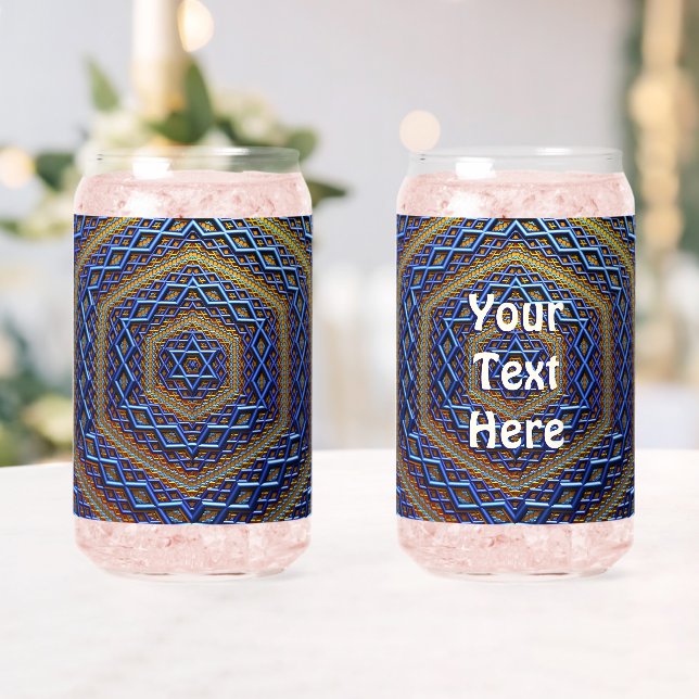 Ornate Metallic Magen David Can Glass (Insitu (Wedding))