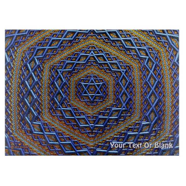 Ornate Metallic Magen David Cutting Board (Front)