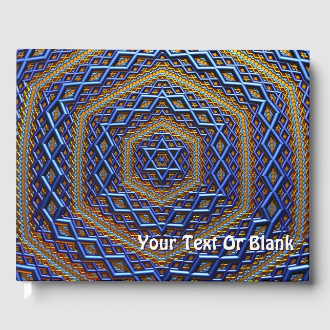 Ornate Metallic Magen David Guest Book (Front)