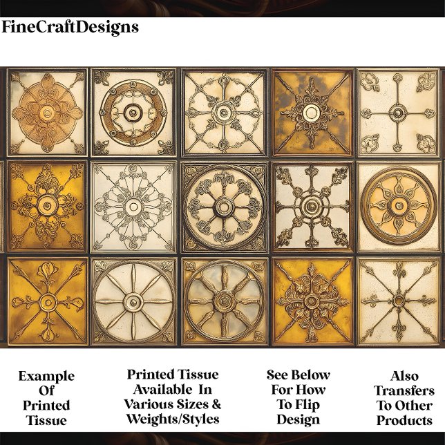 Ornate Mixed Tiles Brown Bronze Gold AA6 Decoupage Tissue Paper (Creator Uploaded)