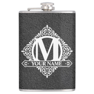 Ornate Monogram Design Flask