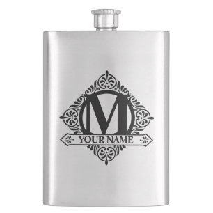 Ornate Monogram Design Flask