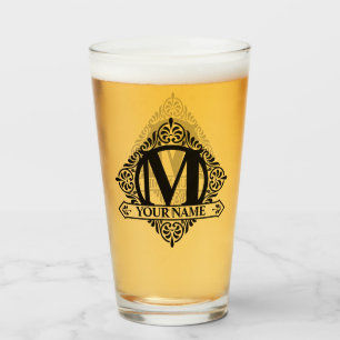 Ornate Monogram Design Glass