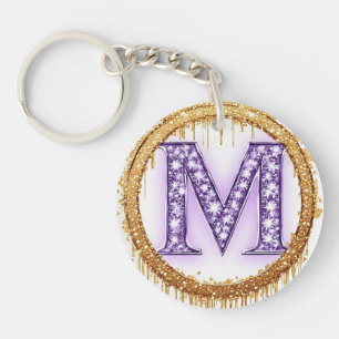 Ornate Monogram M Wedding Gift Idea Keychain