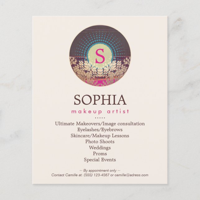 Ornate Monogram Makeup Artist and Hair Stylist Flyer (Front)