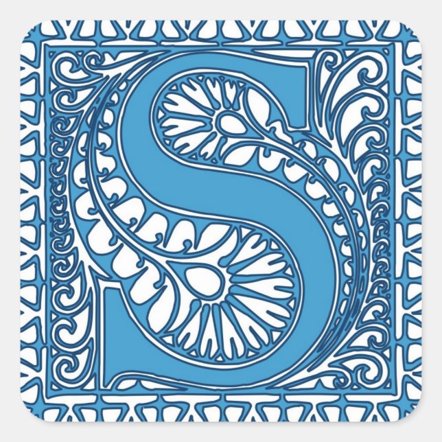 Ornate Monogram S Square Sticker (Front)