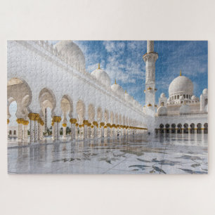 Ornate Mosque in Abu Dhabi Mosque Exterior Jigsaw Puzzle
