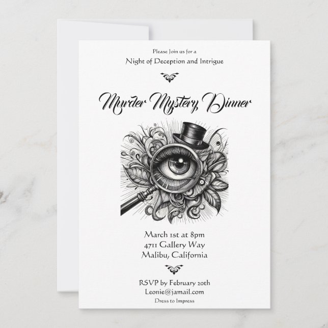 Ornate Murder Mystery Invitation (Front)