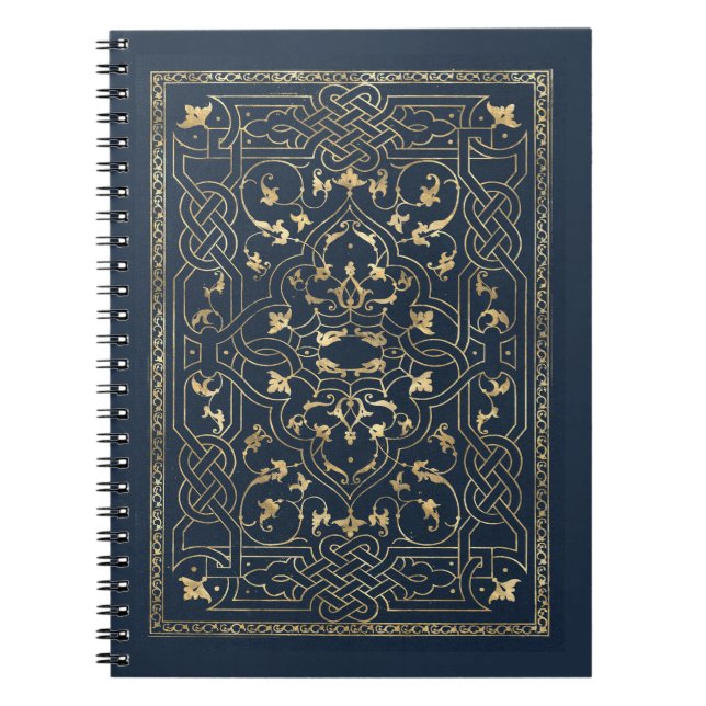 Ornate Navy and Gold Frame Notebook (Front)