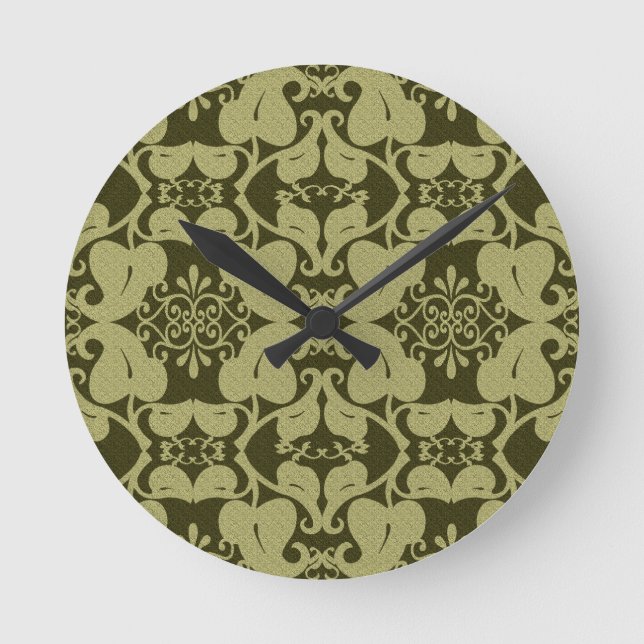 Ornate Olive Green  Wall Clock (Front)