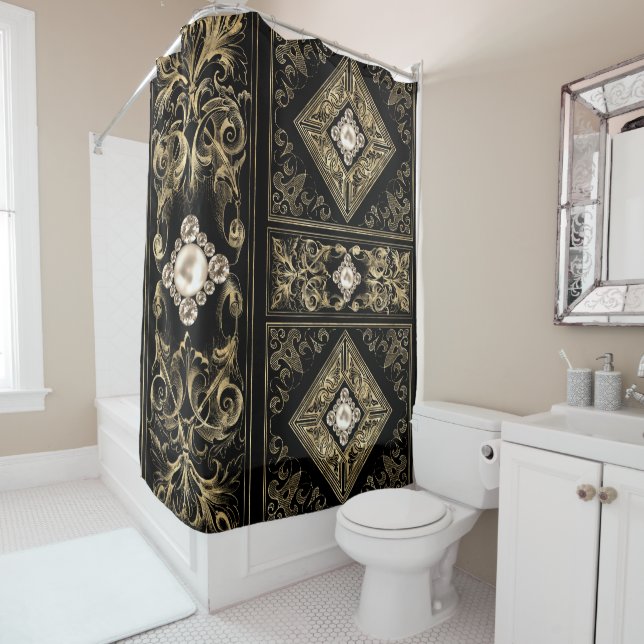 Ornate Opulence | Black and Gold Jewelled Flourish (In Situ)
