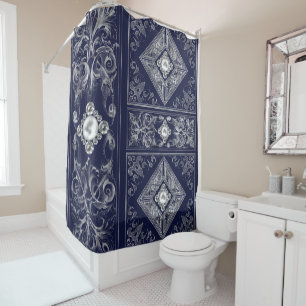 Ornate Opulence   Blue and Gold Jewelled Flourish