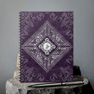 Ornate Opulence   Purple and Silver Jewel Flourish Notebook