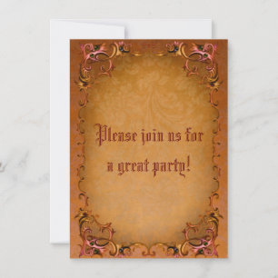 Ornate Orange Floral Invitation