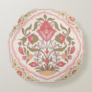 Ornate Oriental: Floral Stylish Design. Round Pillow