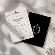 Ornate Oval Crest Old Money Black Engagement Party