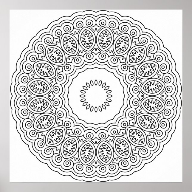 Ornate Oval Medallion Mandala Ring Pattern Art Poster (Front)