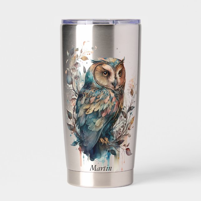 Ornate Owl Insulated Tumbler (Front)