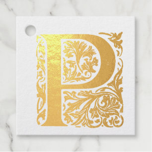 Ornate P initial Foil Favour Tags