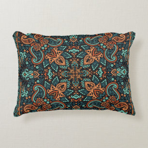Ornate Paisley Bandana: Silk Neck. Accent Pillow