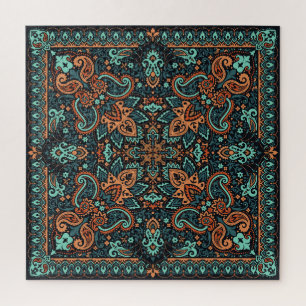 Ornate Paisley Bandana: Silk Neck. Jigsaw Puzzle