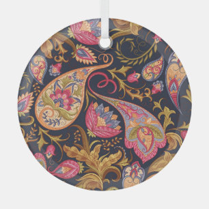 Ornate Paisley: Elegant Seamless Pattern. Glass Ornament