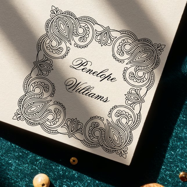 Ornate Paisley Wooden Personalized Name Stamp (Creator Uploaded)