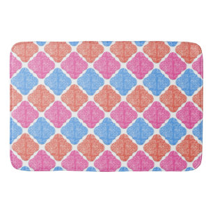 Ornate Patchwork Diamonds Pattern Bath Mat