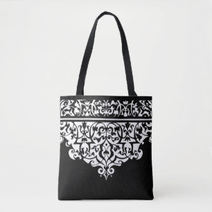 Ornate Pattern Black and White Customizable Tote Bag