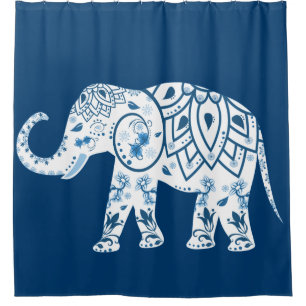 Ornate Patterned Blue Elephant