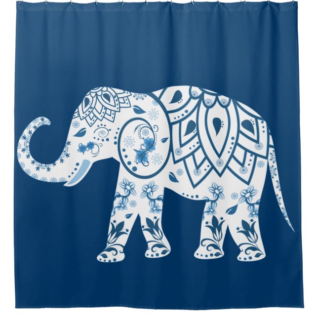 Ornate Patterned Blue Elephant (Front)