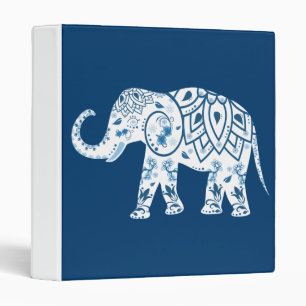 Ornate Patterned Blue Elephant Binder
