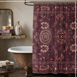 Ornate Persian Deep Plum Floral Paisley Accents