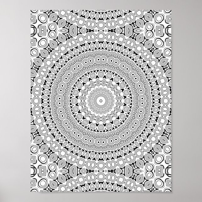 Ornate Petal Rings Coloring Page Pattern Design Poster (Front)