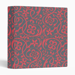 Ornate Pink and Grey Flower Pattern Binder