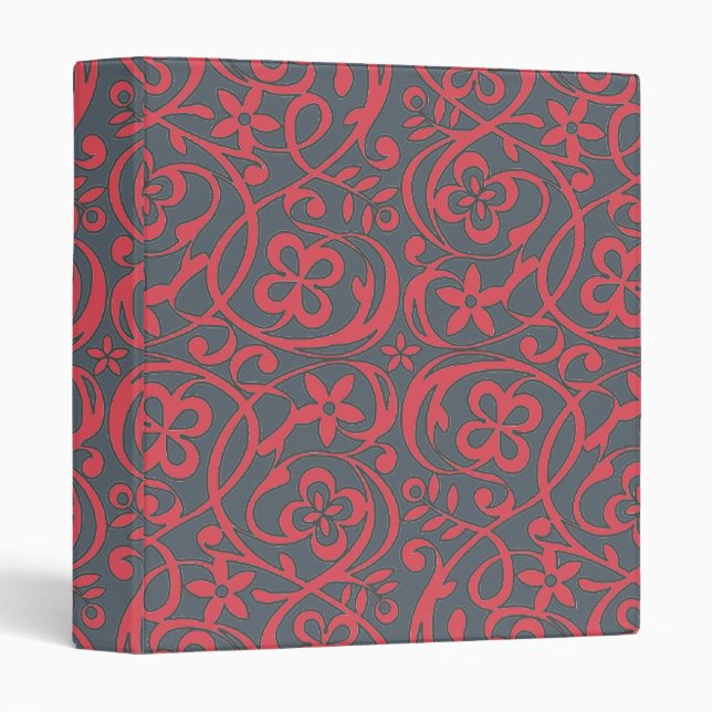 Ornate Pink and Grey Flower Pattern Binder (Front/Spine)