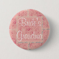 Ornate Pink Patchwork Bride's Grandma Button