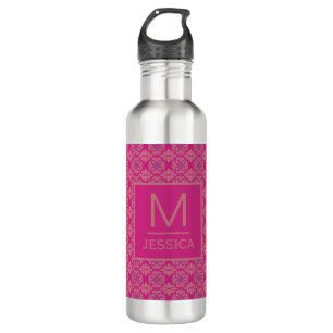 Ornate Pink Purple Geometric Pattern Personalised 710 Ml Water Bottle