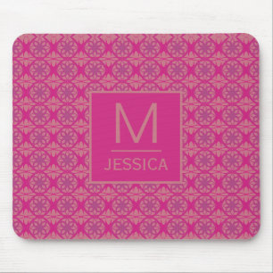Ornate Pink Purple Geometric Pattern Personalised Mouse Pad