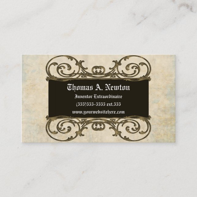 Ornate Plaque Vintage Goth Steampunk Business Card (Front)