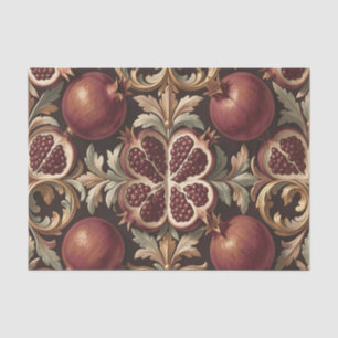 Ornate Pomegranate Fruit Baroque Pattern Dark Red  Tissue Paper