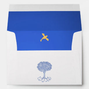 Ornate Princess Blue Tree of Life Bat Mitzvah Envelope