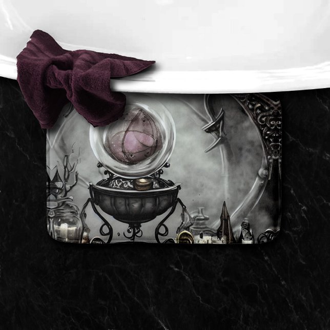 Ornate Purple Crystal Ball and Witchcraft Items Bath Mat (Creator Uploaded)